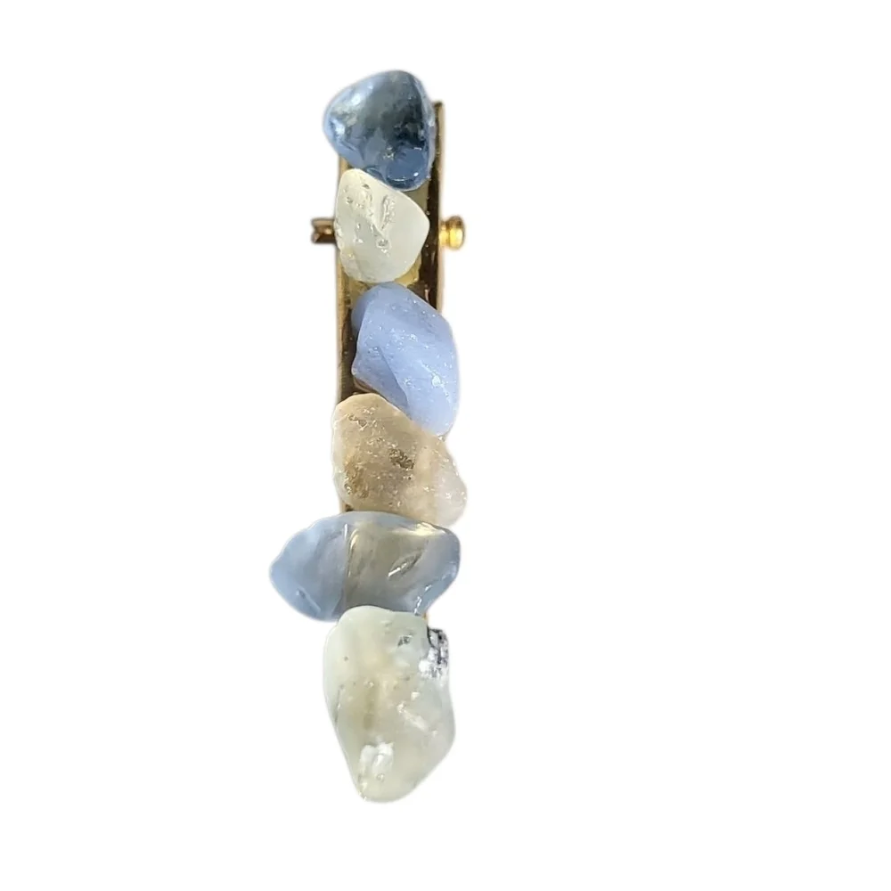 Handmade Sea Glass Barrette Hair Clip - Blue & White Beach Glass